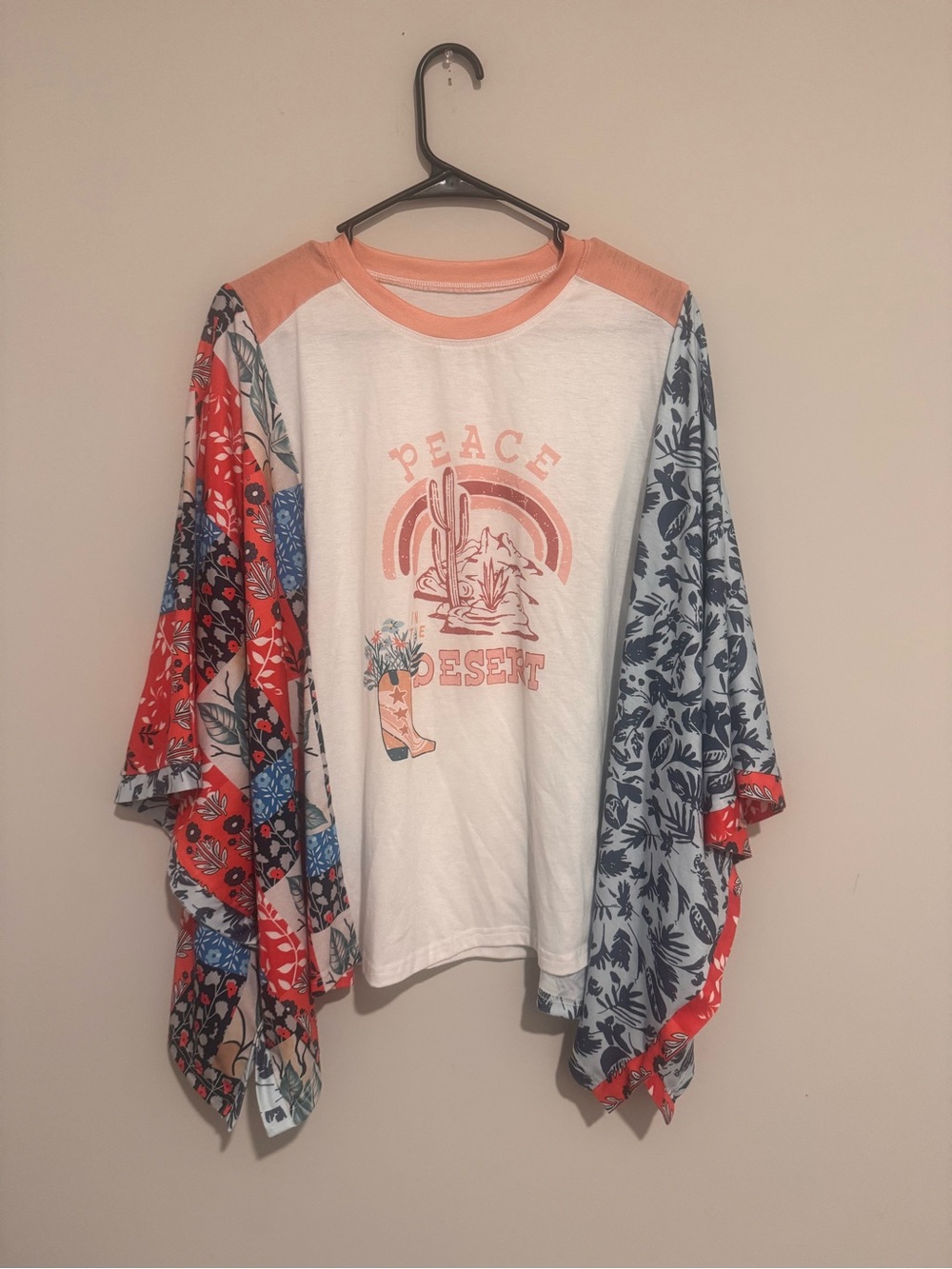 Peace Desert Colorblock Graphic Women’s Top - Peach & Multi